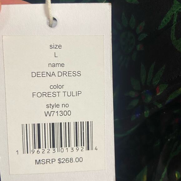 WALTER BAKER Deena Tulip Print Dress Forest Tulip Green L $268 - Picture 6 of 6